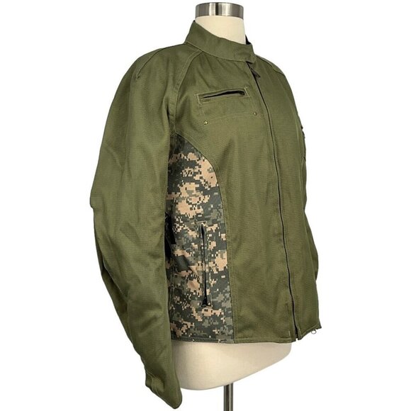 Power Trip Size L Tank Girl Motorcycle Jacket Tactical US Army Green Camo Womens - Picture 8 of 16
